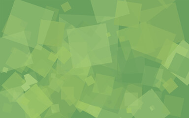 Abstract green background of random squares of different sizes and transparency. Conceptual technologies. Space for your text. 3D vector illustration.