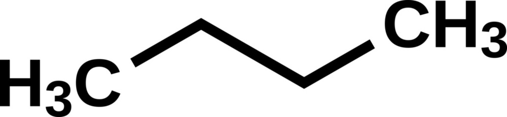 Butane C4H10 structural formula, vector illustration  - obrazy, fototapety, plakaty