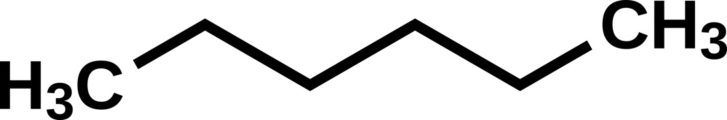 Hexane C6H14 structural formula, vector illustration 