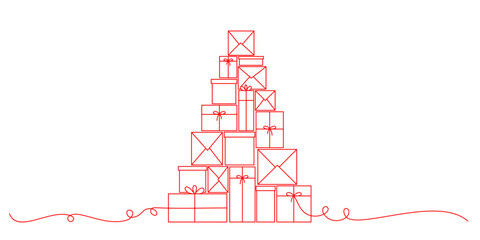 Gift box line art style. Christmas element vector eps 10