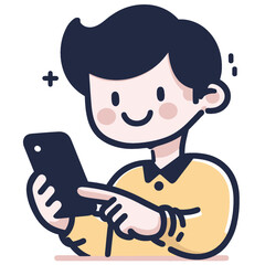 character of man with a phone Vector man using the phone