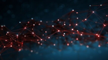 Abstract Dark Background with Interconnected Points and Joints, Maroon and Sky-Blue Abstraction-Creation