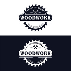 Wood template saw premium logo design with vintage carpentry tools.Logo for business, carpentry, lumberjack, label, badge.