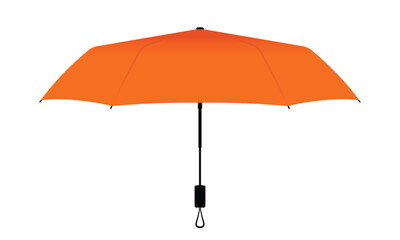 Orange compact small umbrella rain template on white background, vector file.