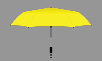 Yellow compact small umbrella rain template on gray background, vector file.