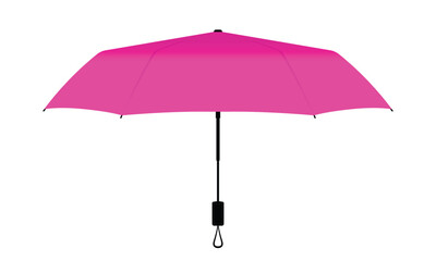 Pink compact small umbrella rain template on white background, vector file.