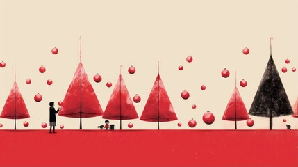 Christmas minimalism. Christmas illustration in a minimalist style. Christmas postcards