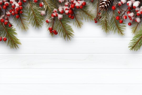 Isolated image of pine tree branches for holiday decoration on white background. Winter seasonal concept.