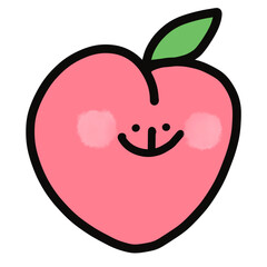 Pink peach with happy face