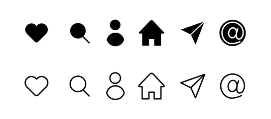Buttons for the interface. Silhouette, black, buttons for UI, social media icons, UI design. Vector icons
