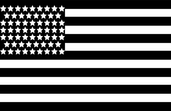USA flag illustration. Silhouette, black, USA flag icon for design, USA flag language selection. Vector icon
