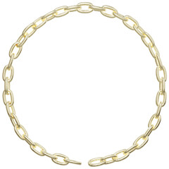 Skillfully designed gold chains create a circular frame in 3D render. Available in PNG format, the design features a transparent background.