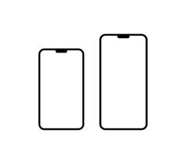 Phone screen mockups. Silhouette, blank phone screens layout, phone screen. Vector icons