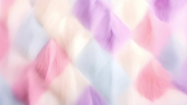 Multi colored fur texture background. Faux fur for sewing. contemporary faux fur design mimicking abstract geometric pattern with pastel triangles against fluffy background with high-resolution finish