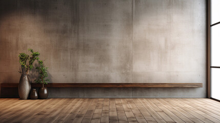 Empty concrete wall with minimalistic interior