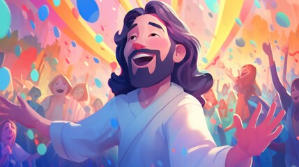 Obraz na płótnie Canvas Jesus with Joy and Laughter