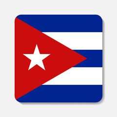 Flag of Cuba flat icon. Square vector element with shadow underneath. Best for mobile apps, UI and web design.