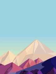 Multicolored mountain natural landscape with snowy peaks design graphic vector image.