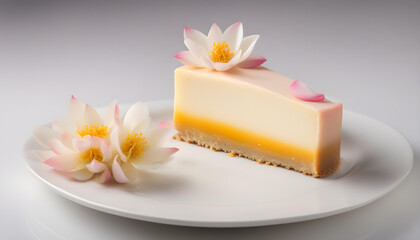 Obraz na płótnie Canvas Lotus Cheese Cake a on white plate