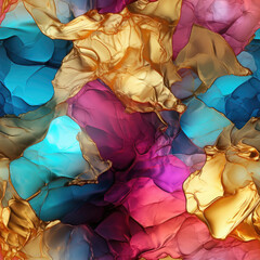 Seamless abstract shapes of alcohol ink rainbow texture, ai design pattern