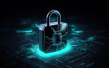 Data lock concept illustration,created with Generative AI tecnology.