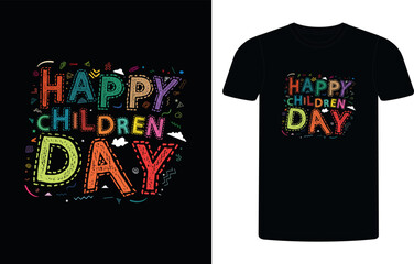 Happy children day t shirt design template. Cute vector.
