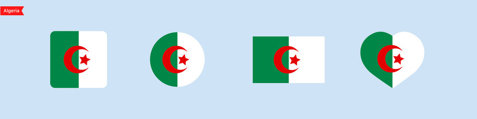 National flag of Algeria. Flag icons for language selection. Algeria flags. Vector icons