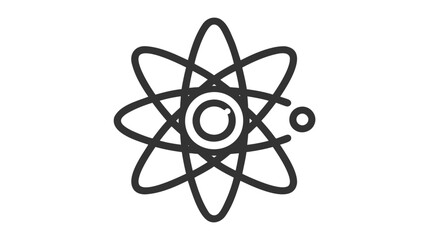 A stylized black atom icon with orbiting electrons.