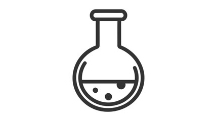 A black vector icon of a round-bottom flask with bubbling liquid.