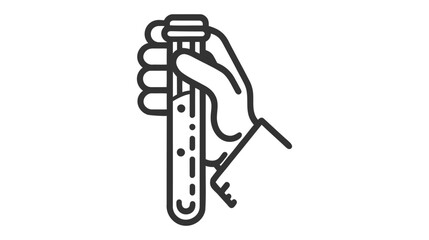 A black vector icon of a test tube, filled with a liquid and marked with a scale.