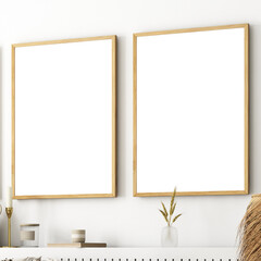 Mock up poster, Two frame mockup in interior, A4