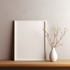single white frame mockup,frame mockup for poster,wall art template,3d rendering.