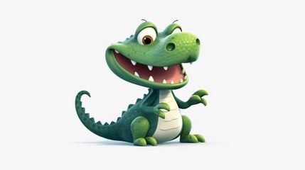 Obraz premium clipart of a cute crocodile flat white background.Generative AI