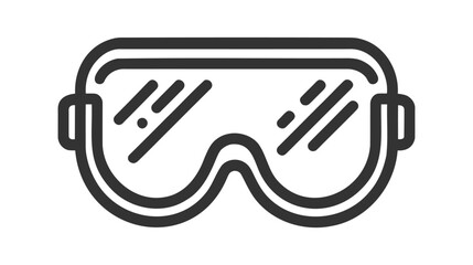 Black outlined vector icon of safety goggles