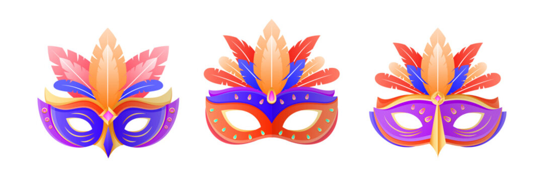 Colorful Carnival mask circus festival vector collection