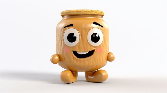 kawaii peanut butter cartoon character.Generative AI