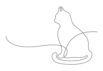  Cat single line drawing of vector illustration. Premium vector. 