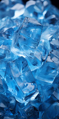 Obraz premium Close view of blue ice cubes