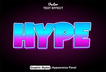hype text effect with blue graphic style and editable.