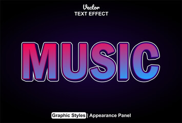 music text effect with blue graphic style and editable.