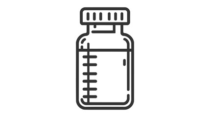 A black and white vector icon of a medicine bottle with measurement markings