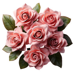 bouquet of pink roses bunch isolated on transparent background. cutout, PNG file. Valentine's day-wedding. Mock up template product presentation. artwork design.