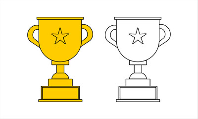 two trophies in a row are yellow and white