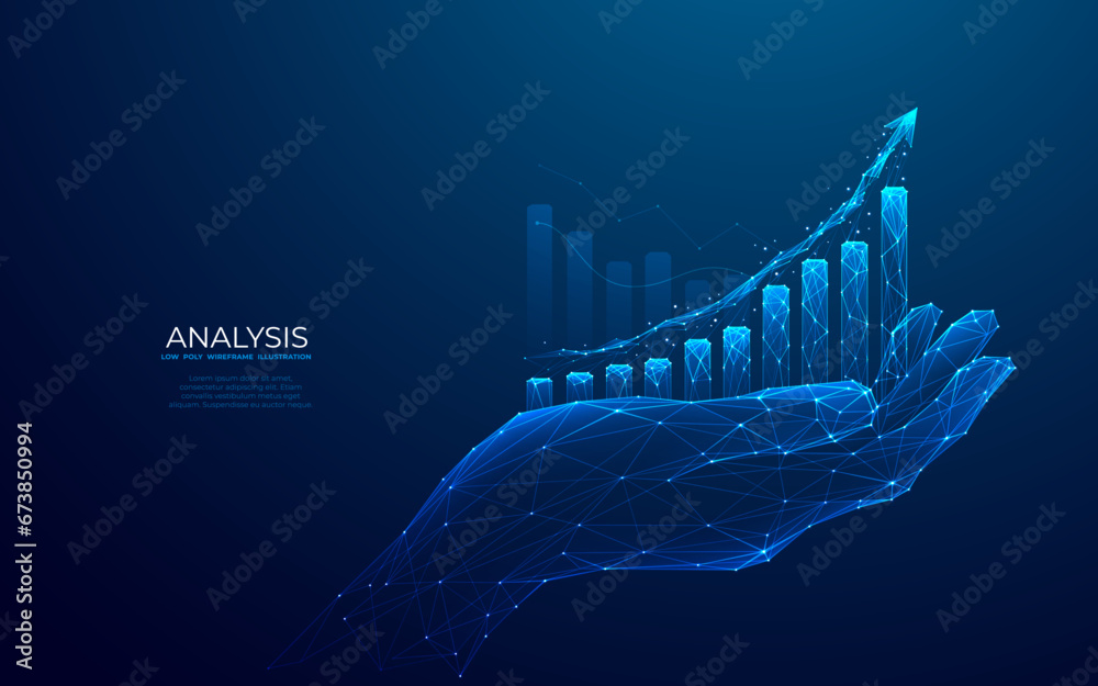 Leinwandbilder abstract growth chart in a hand. graph chart with up arrow in an arm palm. finance and stock market 