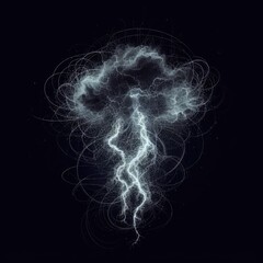  realistic lightning isolated on black background. natural light effect, bright glowing neural connections