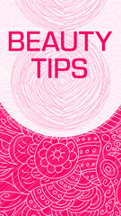 Beauty Tips Pink Doodle Design Element Texture Background Vertical Text 