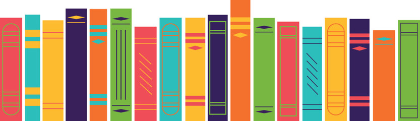 Books of different colors on a transparent background. Vectior, EPS 10.