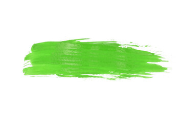 Green brush watercolor painting isolated on transparent background.