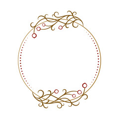 Vector round floral frame with red berries decoration