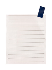 blank lined paper with tape isolated